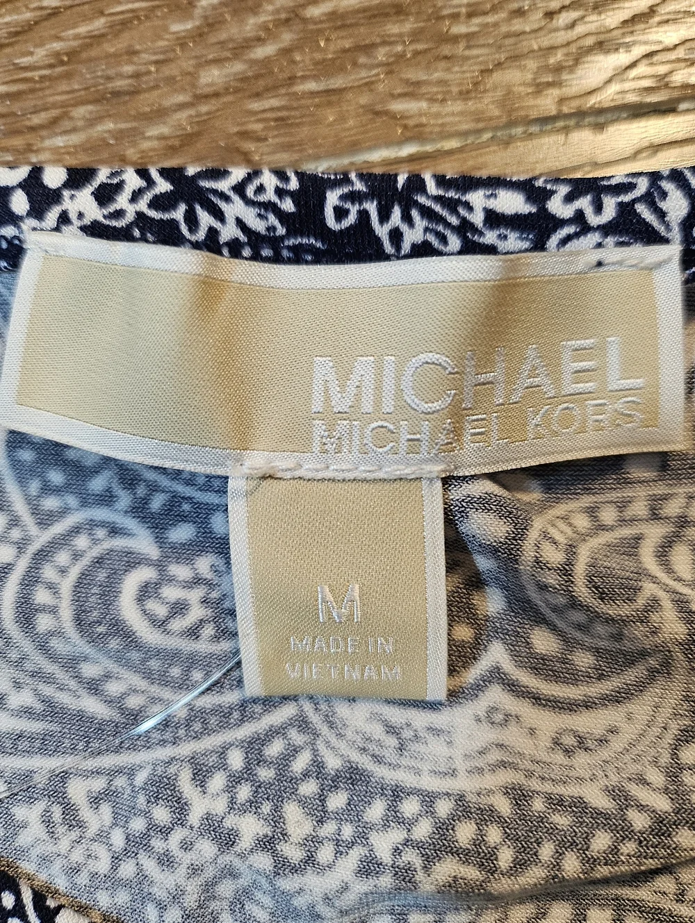NWT Michael Michael Kors Navy White Paisley Floral Ruffle Wrap Style Dress
